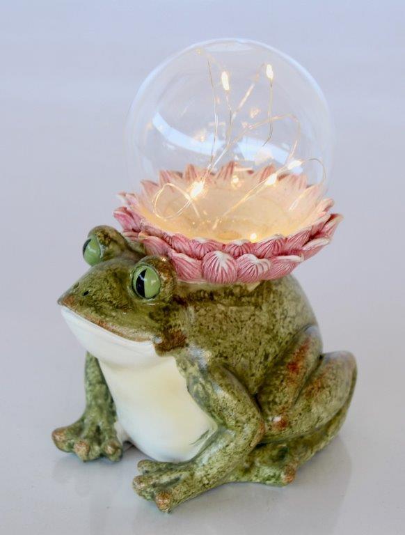 Frog With Glass Ball Led Light
